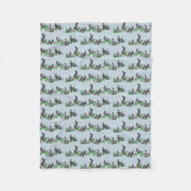 Bunny Meadow Fleece Blanket (Light Blue) (Vorderseite)