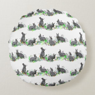 Bunny Meadow Pillow (Farbe auswählen) Rundes Kissen