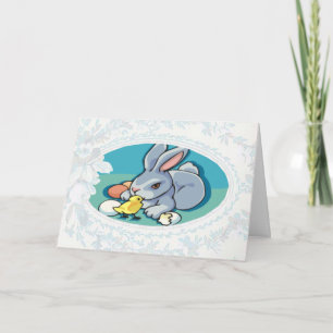 Bunny mit Baby-Chick-Osterkarte Feiertagskarte
