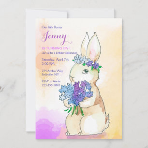 Bunny mit Blume Bouquet Geburtstagsparty Einladung
