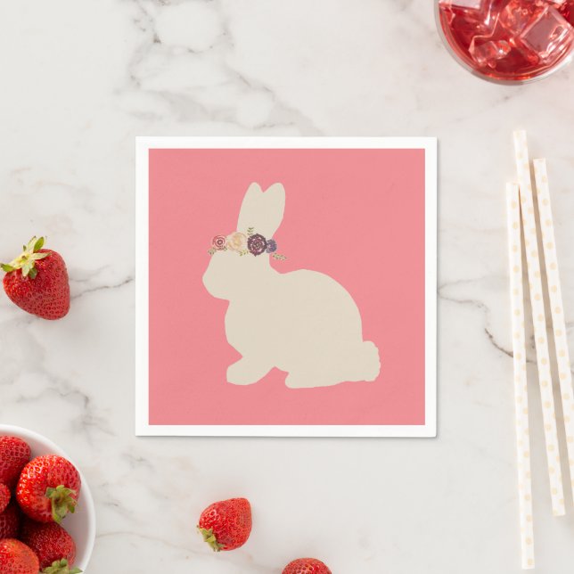 Bunny mit Blume Headband Malerei Napkins Serviette (Beispiel)
