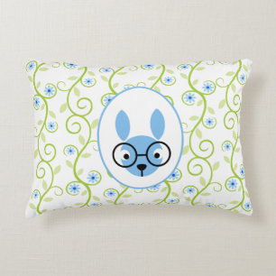 Bunny mit Brille Frühlingsfloral Zierkissen