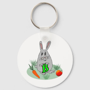 Bunny mit dem Buchstaben B auf dem Rasen Schlüsselanhänger