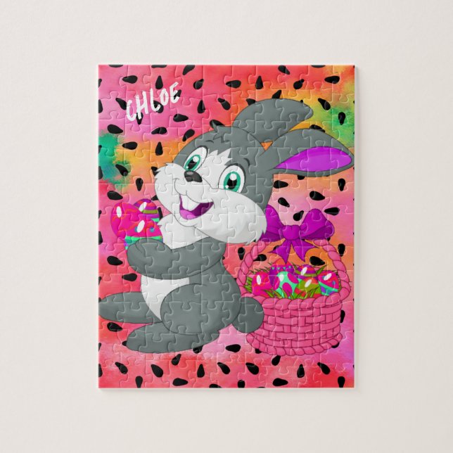 BUNNY MIT FARBEIERN IN BASKET JIGSAW PUZZLE (Vertikal)