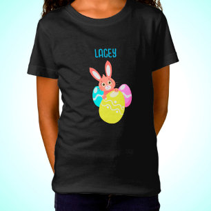 BUNNY MIT FARBIGEN EIERN KUSTOM SCHWARZER T - Shir T-Shirt