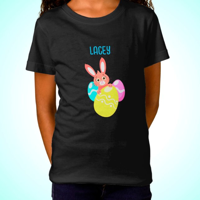 BUNNY MIT FARBIGEN EIERN KUSTOM SCHWARZER T - Shir T-Shirt (Von Creator hochgeladen)