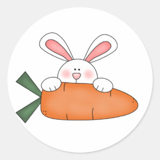 Bunny mit Karottenhemden und Geschenken Runder Aufkleber