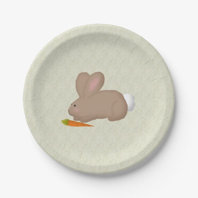 Bunny mit Karottenpapier-Tellern Pappteller (Vorderseite)