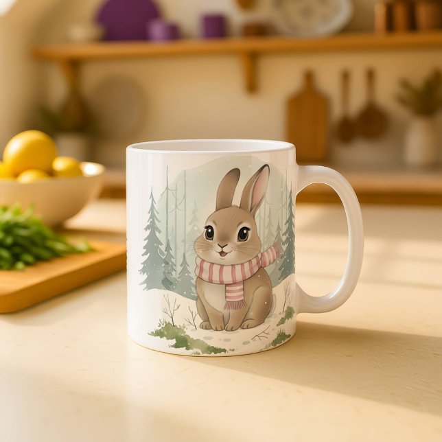 Bunny Mug Cute Watercolor Winter Rabbit Christmas  (Créateur téléchargé)