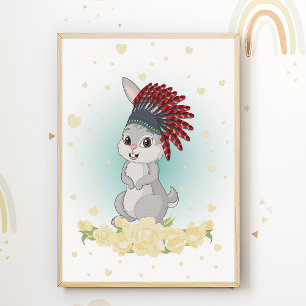 Bunny Native American Kinderzimmer Druck Kids Zimm Poster