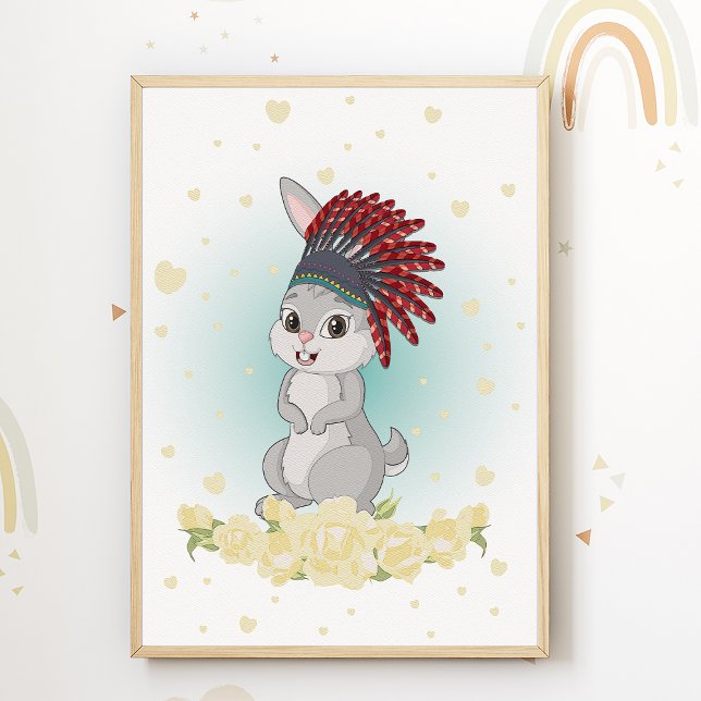 Bunny Native American Kinderzimmer Print Kids Room Poster (Von Creator hochgeladen)