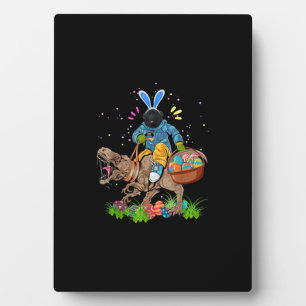 Bunny Newfundland Dog Riding Dinosaurier Ostern Fotoplatte