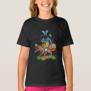 Bunny Newfundland Dog Riding Dinosaurier Ostern T-Shirt