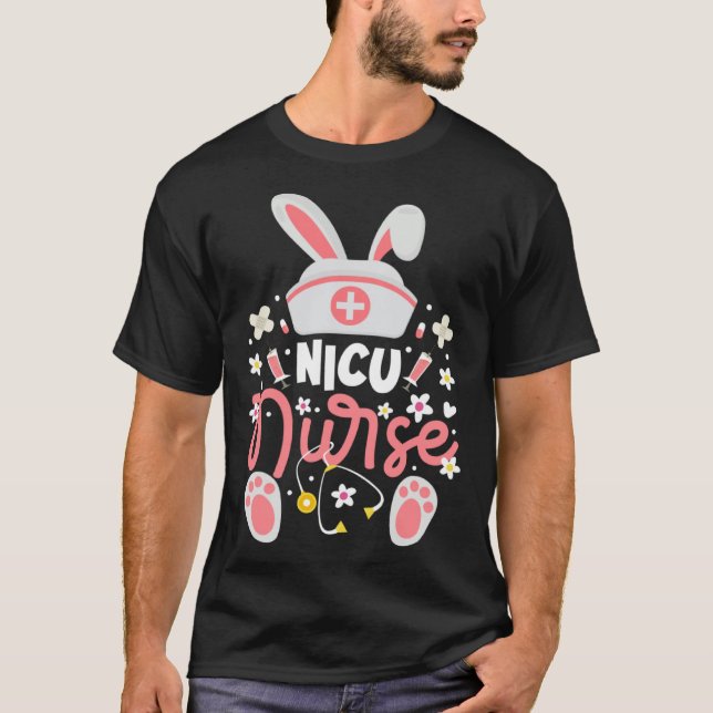 Bunny NICU Nurse Bunny Ears Neonatal Intensive Car T-Shirt (Vorderseite)