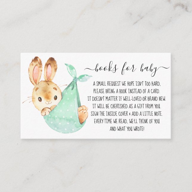 Bunny Niedlich Boy Book Request for Baby Shower Begleitkarte (Vorderseite)
