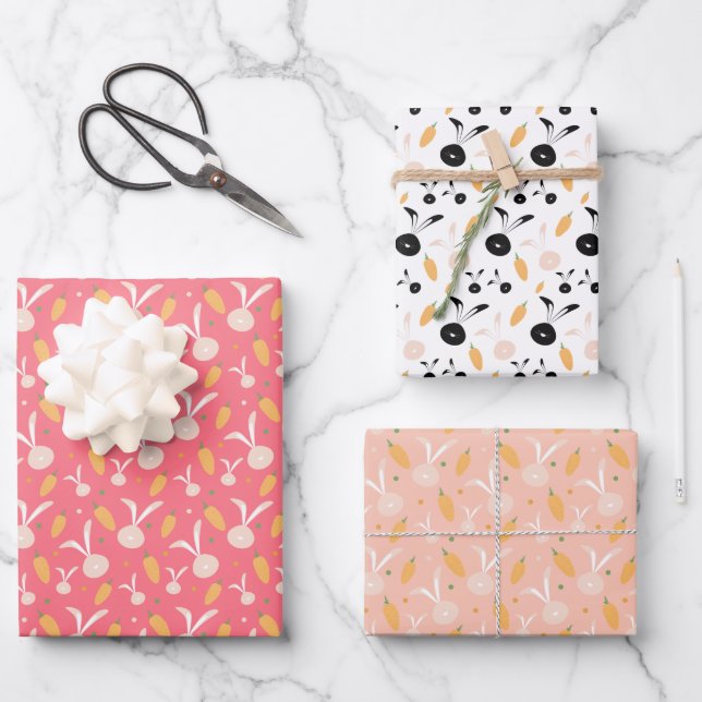 Bunny Niedlich Ostermuster Geschenkpapier Set (Vorderseite)