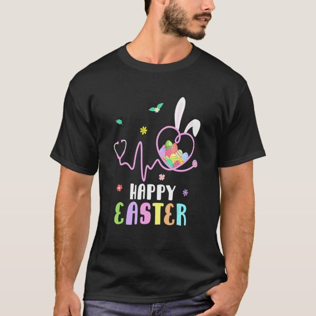 Bunny Nurse Stethoscope Happy Oaster Eggs Rabbit N T-Shirt (Vorderseite)