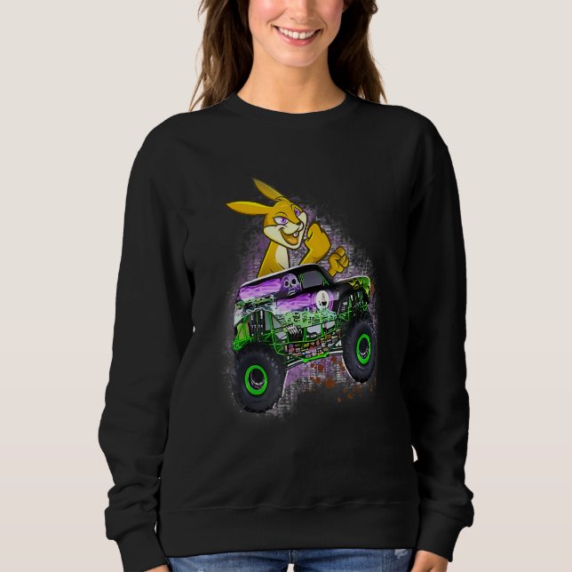 Bunny Oaster Day Monster Truck Liebe Rabbit Kleink Sweatshirt (Vorderseite)
