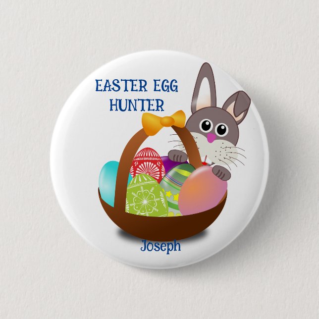 Bunny Oaster Egg Hunt Basket Button (Vorderseite)