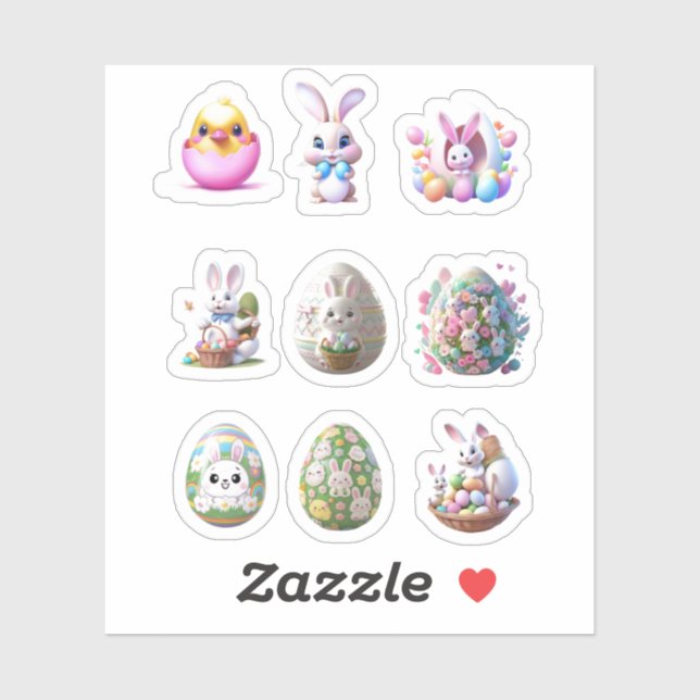 Bunny Oaster Egg Stickers Aufkleber (Blatt)