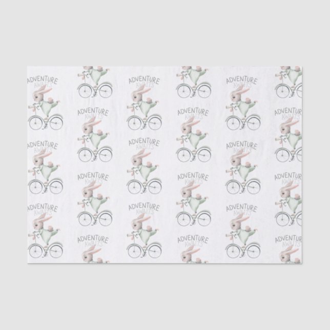 Bunny on Bicycle Adventure erwartet Tissue Paper Seidenpapier (Vorderseite)