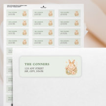 Bunny On Its Way Spring Baby Shower Return Address