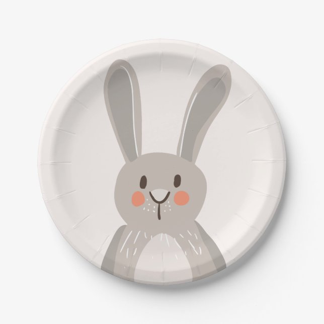 Bunny Paper Tellers Baby Dusche Woodlandtiere Pappteller (Vorderseite)
