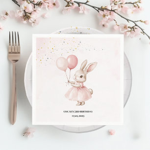 Bunny Pastel Pink Geburtstag   Niedliches Party Ta Serviette