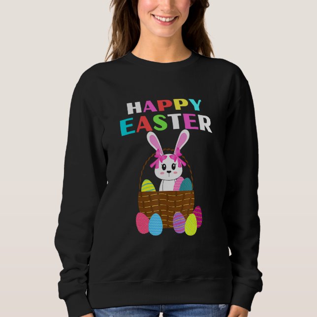 Bunny Pastel Spring Hunt Eggs Rabbit Happy Osterfe Sweatshirt (Vorderseite)