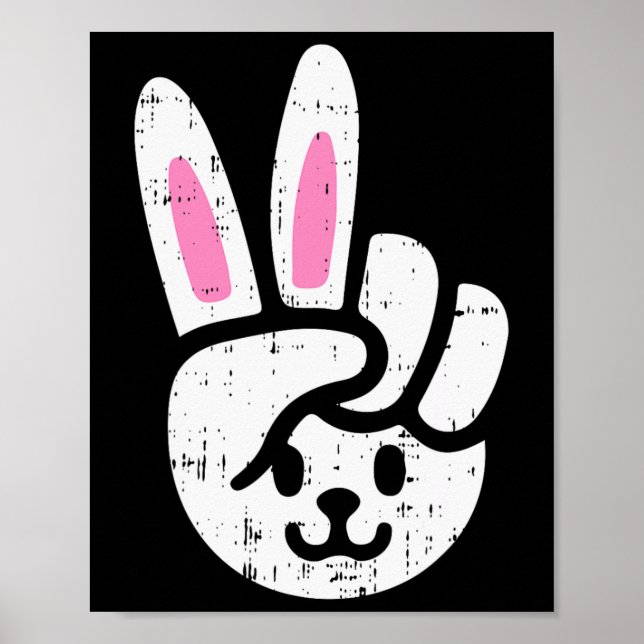 Bunny Peace Sign Oaster Fun Rabbit Spring Men Wome Poster (Vorne)