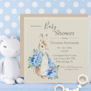 Bunny Peter Rabbit Invitation Baby shower neutre