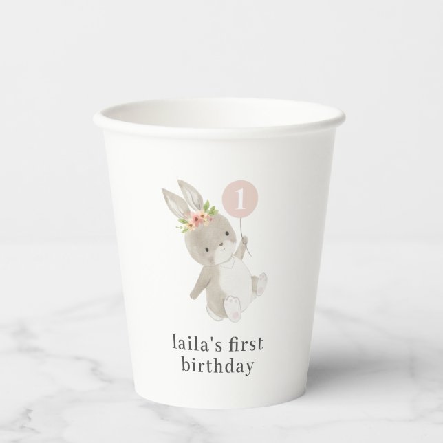 Bunny Pink Balloon Pappbecher (Vorderseite)