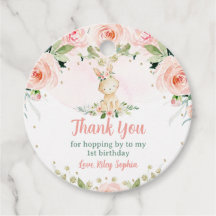 Bunny Pink Blush Bloral Birthday Kaninchen Party