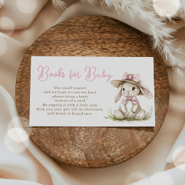 Bunny Pink Bow Baby Shower Books for Baby Begleitkarte