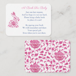 Bunny Pink Chinoserie Bücher für Baby Girl Dusche Begleitkarte