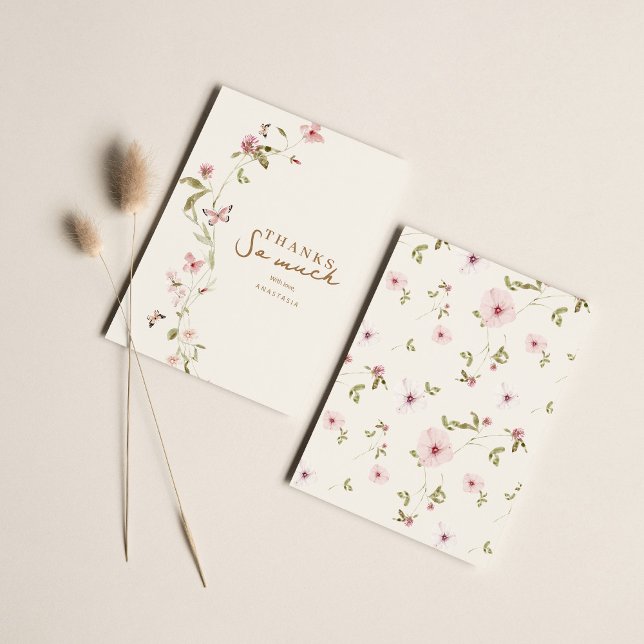 Bunny Pink Floral Baby Dusche Danke Karte (Von Creator hochgeladen)