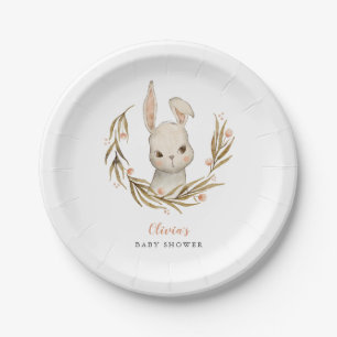 Bunny Pink Floral Baby Dusche Pappteller
