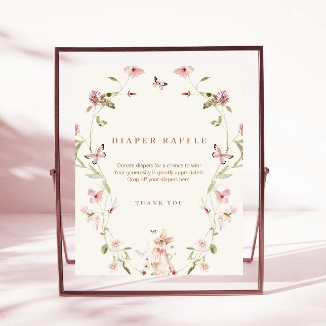 Bunny Pink Floral Baby Dusche Windelwanne Raffel Sockelschild (Von Creator hochgeladen)