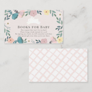 Bunny Pink Floral Girl Baby Shower Book Request Begleitkarte