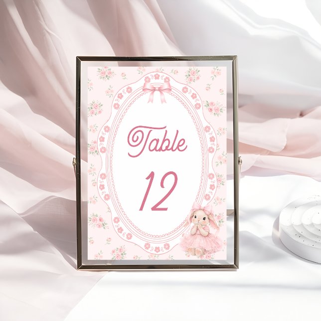 Bunny Pink Floral Table Number (Von Creator hochgeladen)