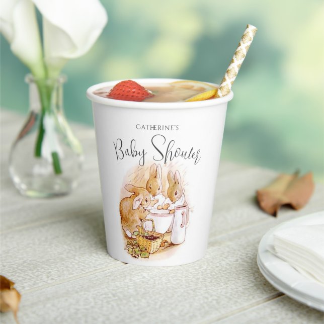 Bunny Pink Girl Baby Dusche Pappbecher (In Situ)