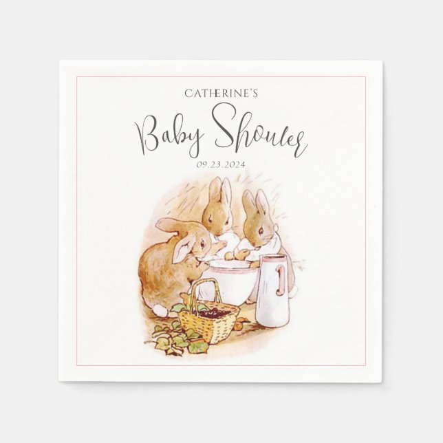 Bunny Pink Girl Baby Dusche Serviette (Vorderseite)