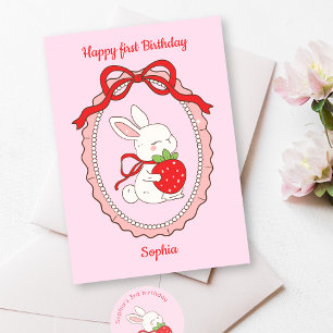 Bunny Pink Happy Birthday Card Karte