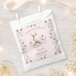 Bunny Pink Lila Floral Spring Girl Babydusche Geschenktütchen