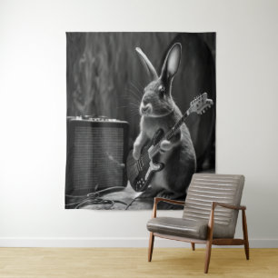 Bunny Playing a Gitarre Wandteppich