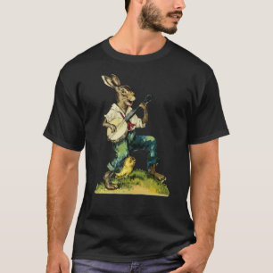 Bunny Playing Banjo Gitarre Kaninchen Happy East T-Shirt