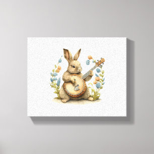 Bunny Playing Banjo Guitar Kaninchen Osterhase Leinwanddruck
