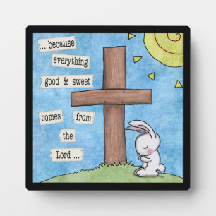 Bunny Prays am Kreuz Fotoplatte
