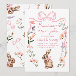 Bunny première invitation fleur sauvage d'annivers