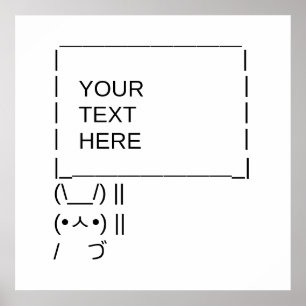 Bunny Protest Sign / Customizable ASCII Text Art Poster